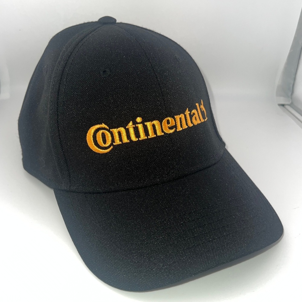 Continental Tires Baseball Otto Cap 19-1066 Black Yellow Embroidered‎ Hat OSFM